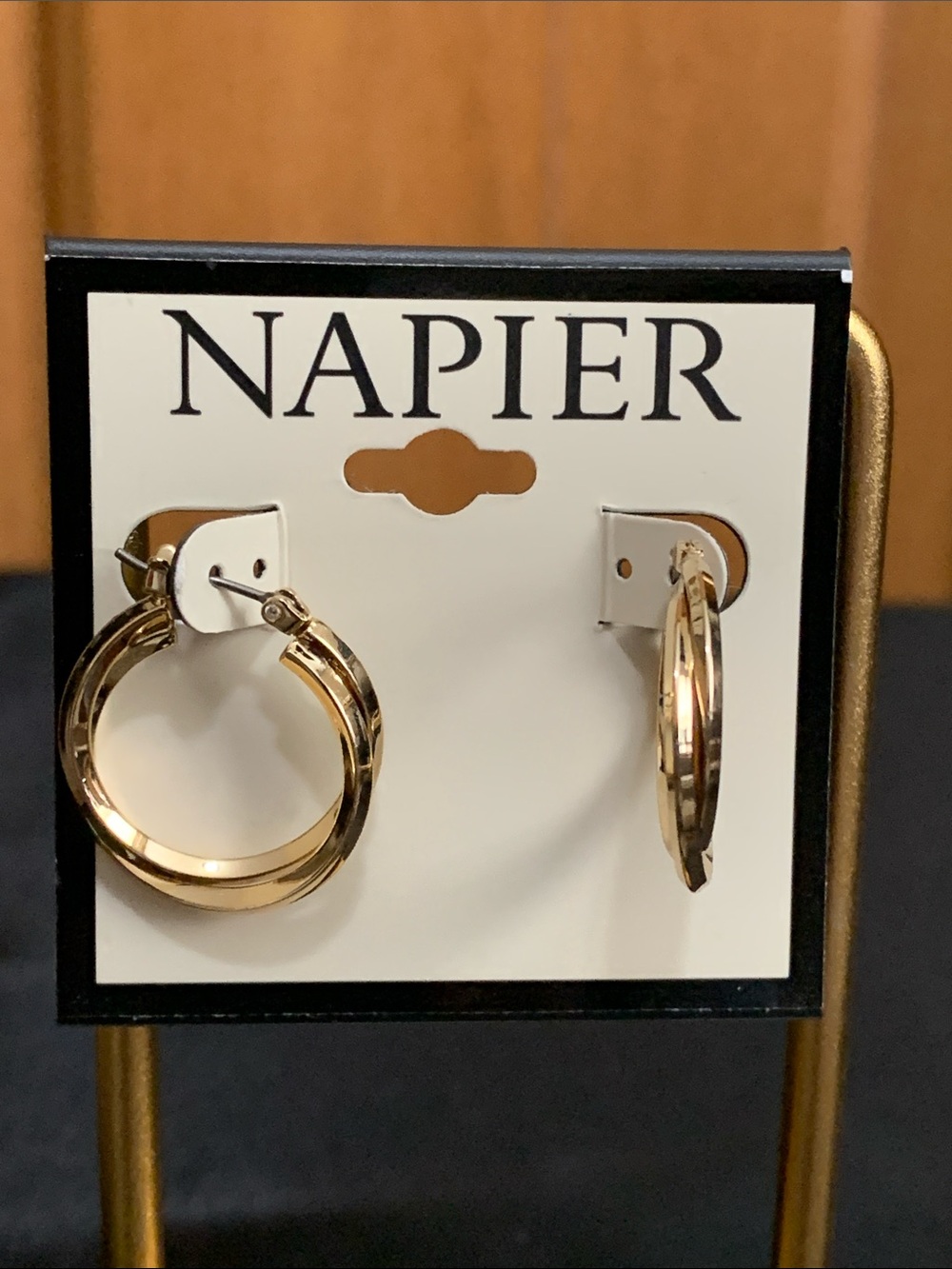 NWT Napier gold tone twisted hoops earrings